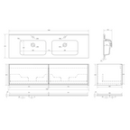 Cassa Design Capture 1500mm Natural Walnut Wall Hung Vanity - Brushed Nickel Handle - CAP1500WH-WALNUT-BN