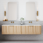 Cassa Design Capture 1800mm Natural Oak Wall Hung Vanity - Brushed Gold Handle - CAP1800WH-OAK-BG