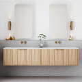 Cassa Design Capture 1800mm Natural Oak Wall Hung Vanity - Brushed Nickel Handle - CAP1800WH-OAK-BN