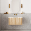 Cassa Design Capture 750mm Natural Oak Wall Hung Vanity - Brushed Nickel Handle - CAP750WH-OAK-BN