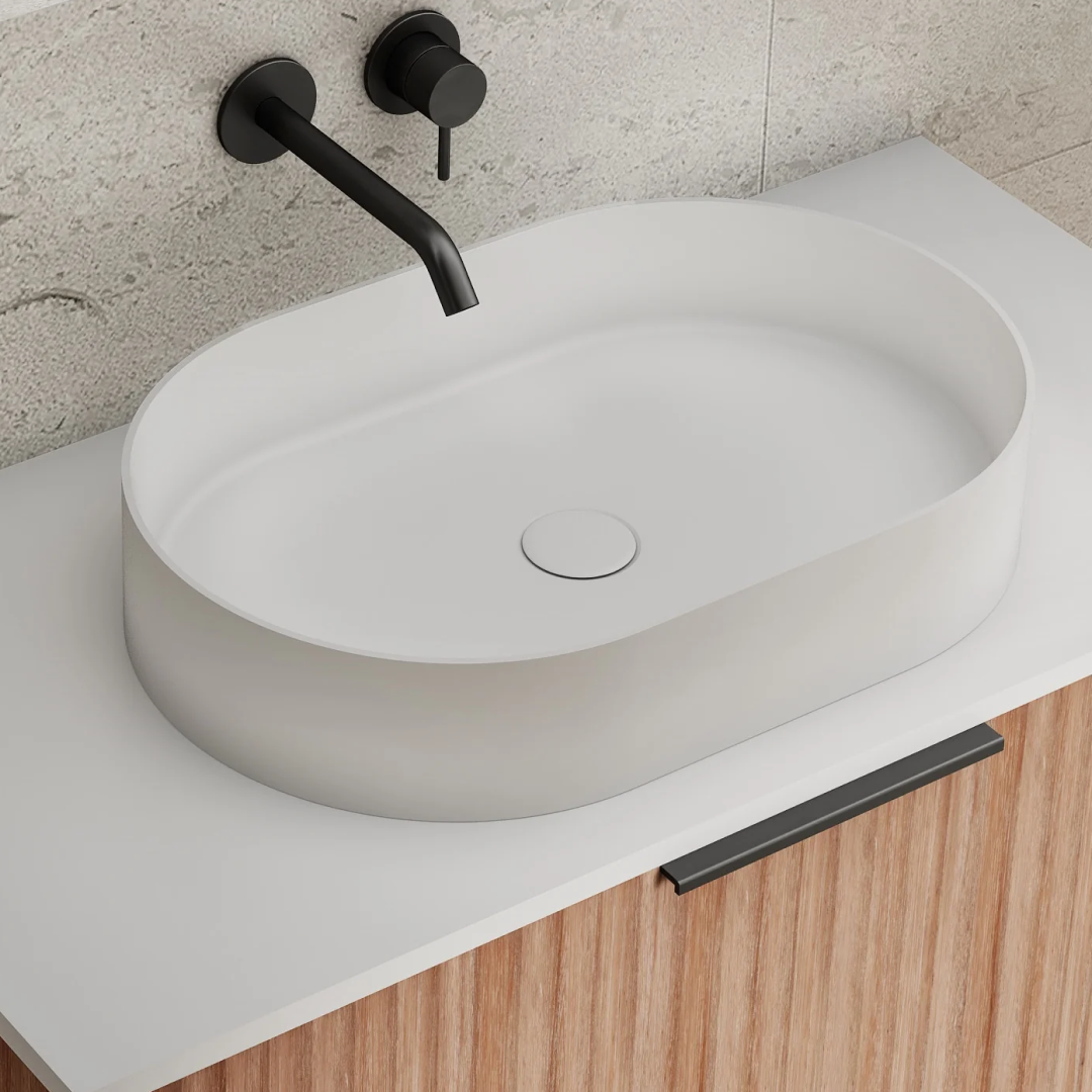 Cassa Design Elegant Pill Solid Surface Basin - Matte White - EL583811