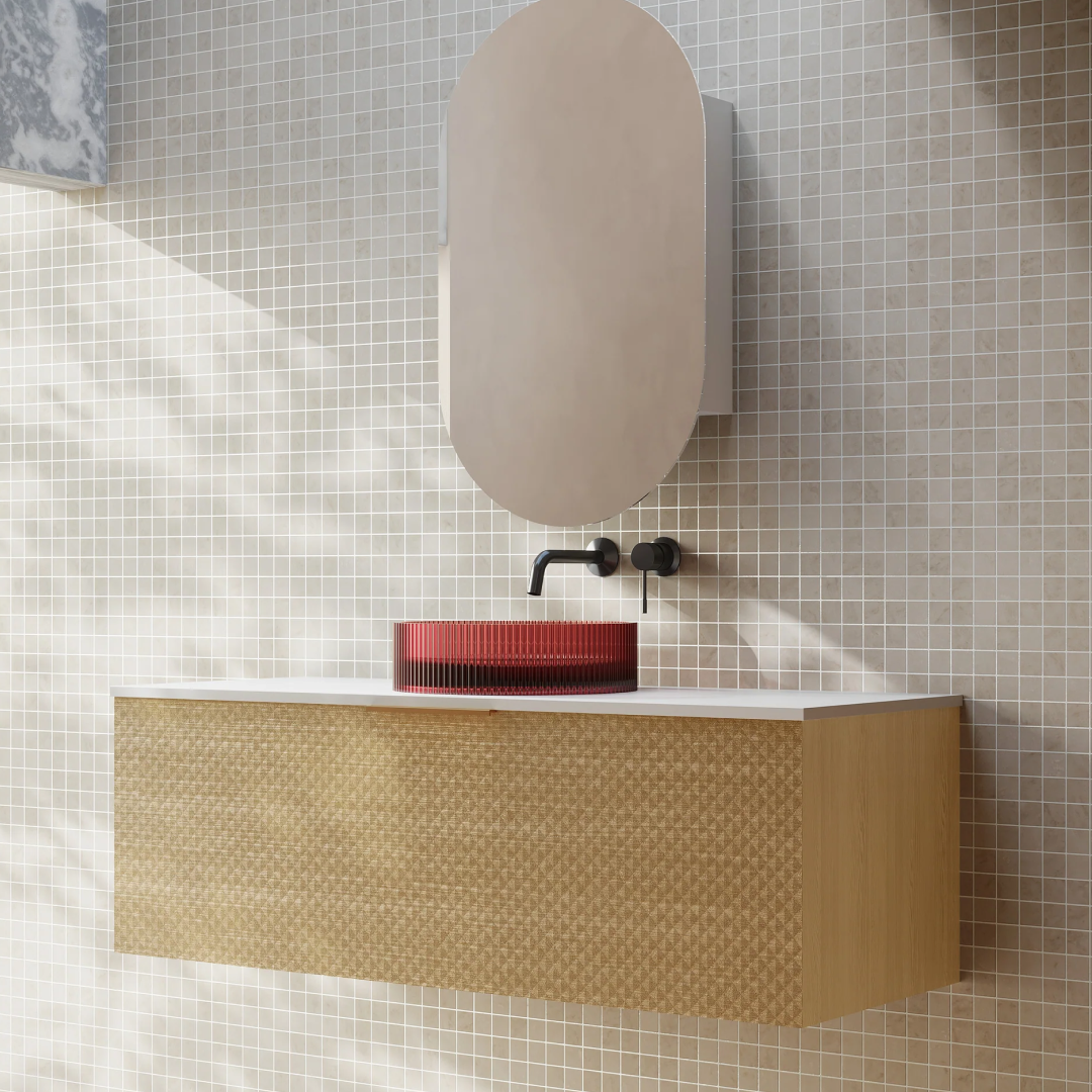 Cassa Design Relievo 1200mm Wall Hung Vanity - Oak - Matte Black Handle - REL1200IO-MB