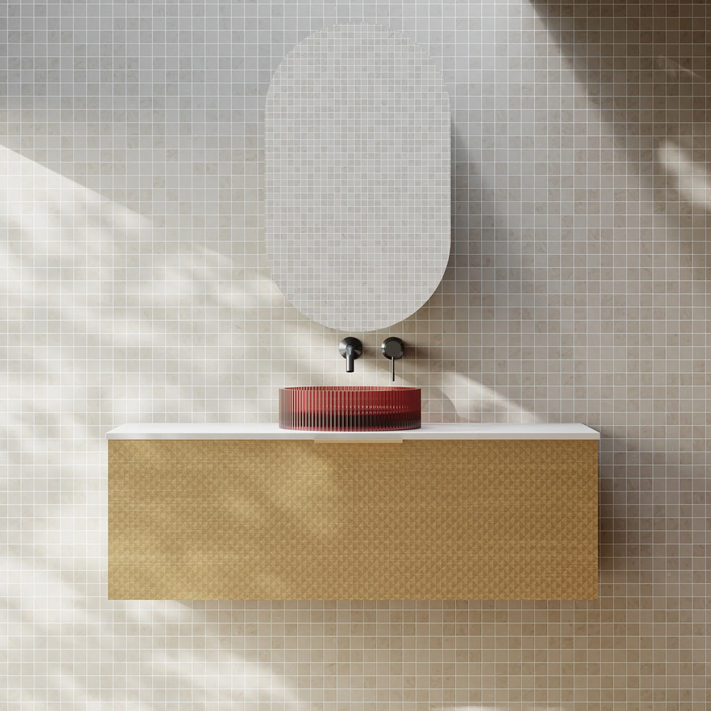 Cassa Design Relievo 1200mm Wall Hung Vanity - Oak - Gun Metal Handle - REL1200IO-GM