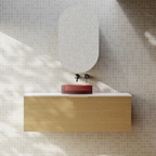 Cassa Design Relievo 1200mm Wall Hung Vanity - Oak - Gun Metal Handle - REL1200IO-GM