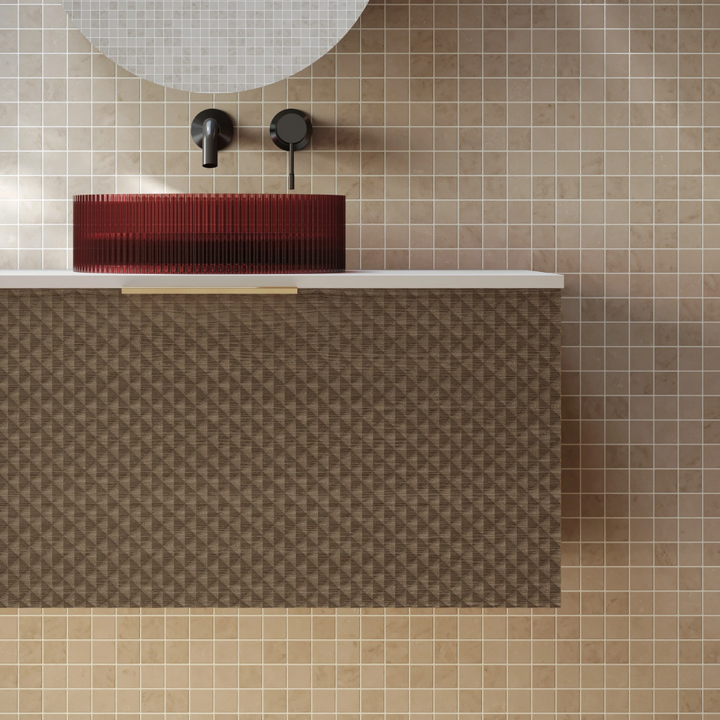 Cassa Design Relievo 1200mm Wall Hung Vanity - Walnut - Gun Metal Handle - REL1200IW-GM