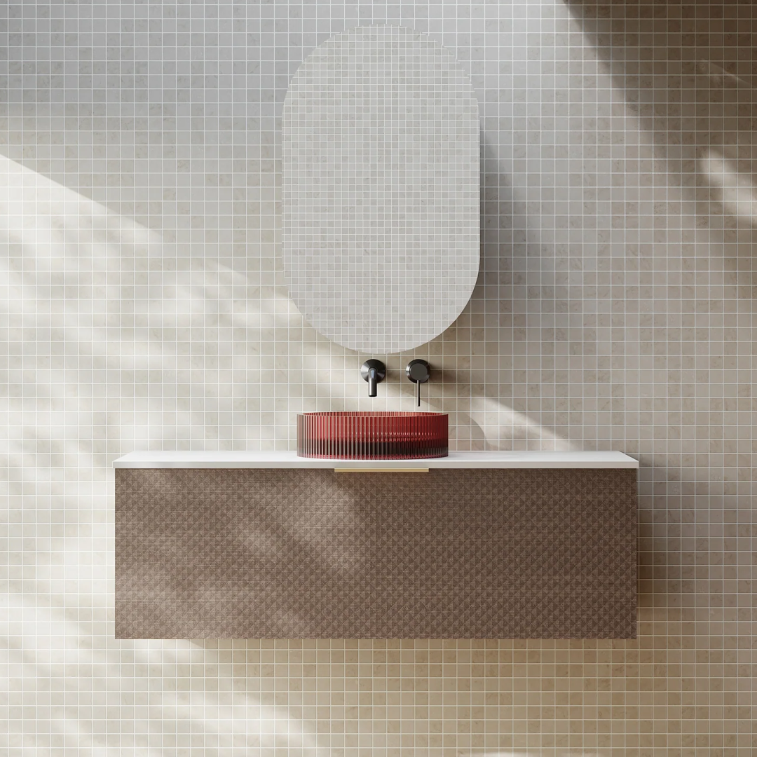 Cassa Design Relievo 1200mm Wall Hung Vanity - Walnut - Matte Black Handle - REL1200IW-MB