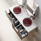 Cassa Design Relievo 1500mm Wall Hung Vanity - Walnut - Matte Black Handle - REL1500IW-MB