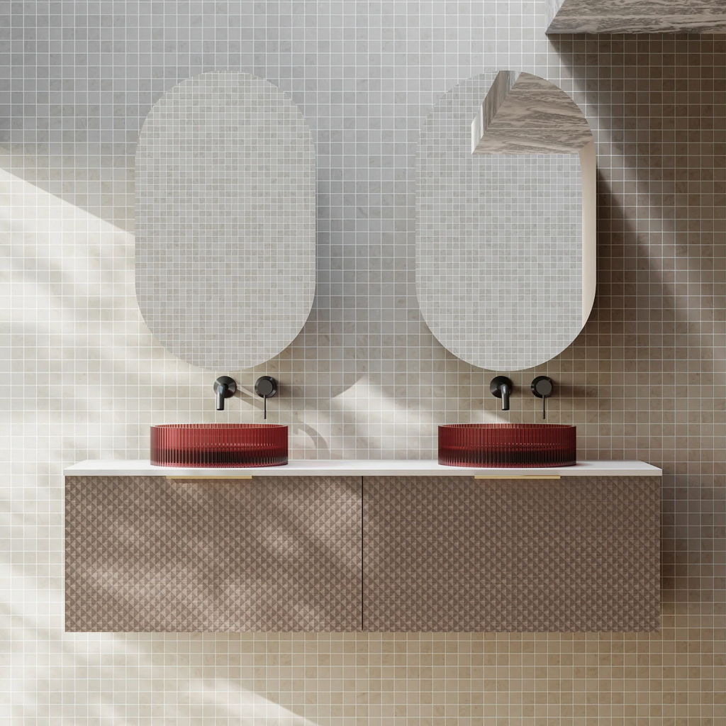 Cassa Design Relievo 1500mm Wall Hung Vanity - Walnut - Brushed Gold Handle - REL1500IW-BG