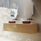 Cassa Design Relievo 1800mm Wall Hung Vanity - Oak - Matte Black Handle - REL1800IO-MB