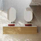 Cassa Design Relievo 1800mm Wall Hung Vanity - Oak - Gun Metal Handle - REL1800IO-GM