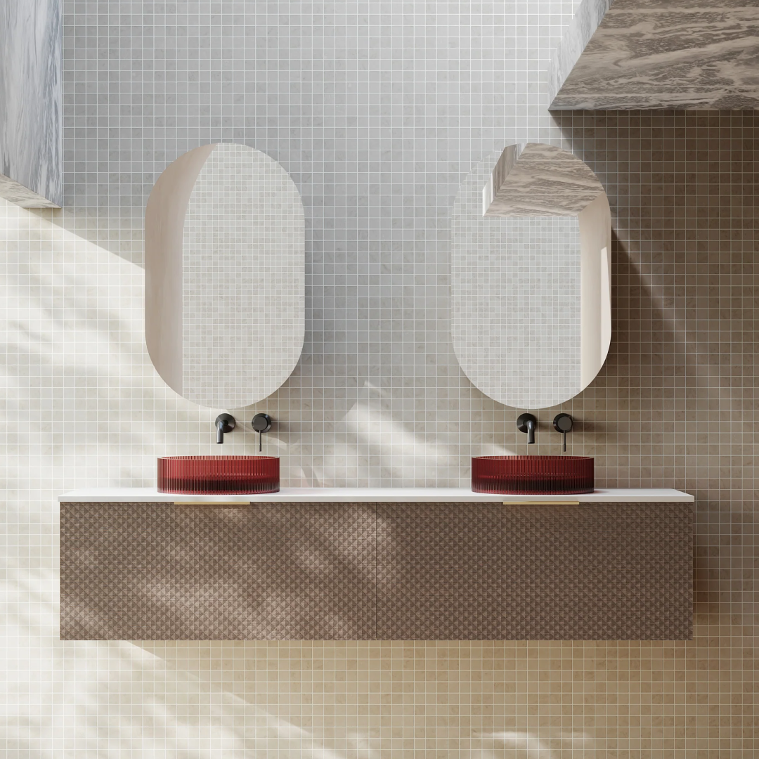 Cassa Design Relievo 1800mm Wall Hung Vanity - Walnut - Brushed Gold Handle - REL1800IW-BG