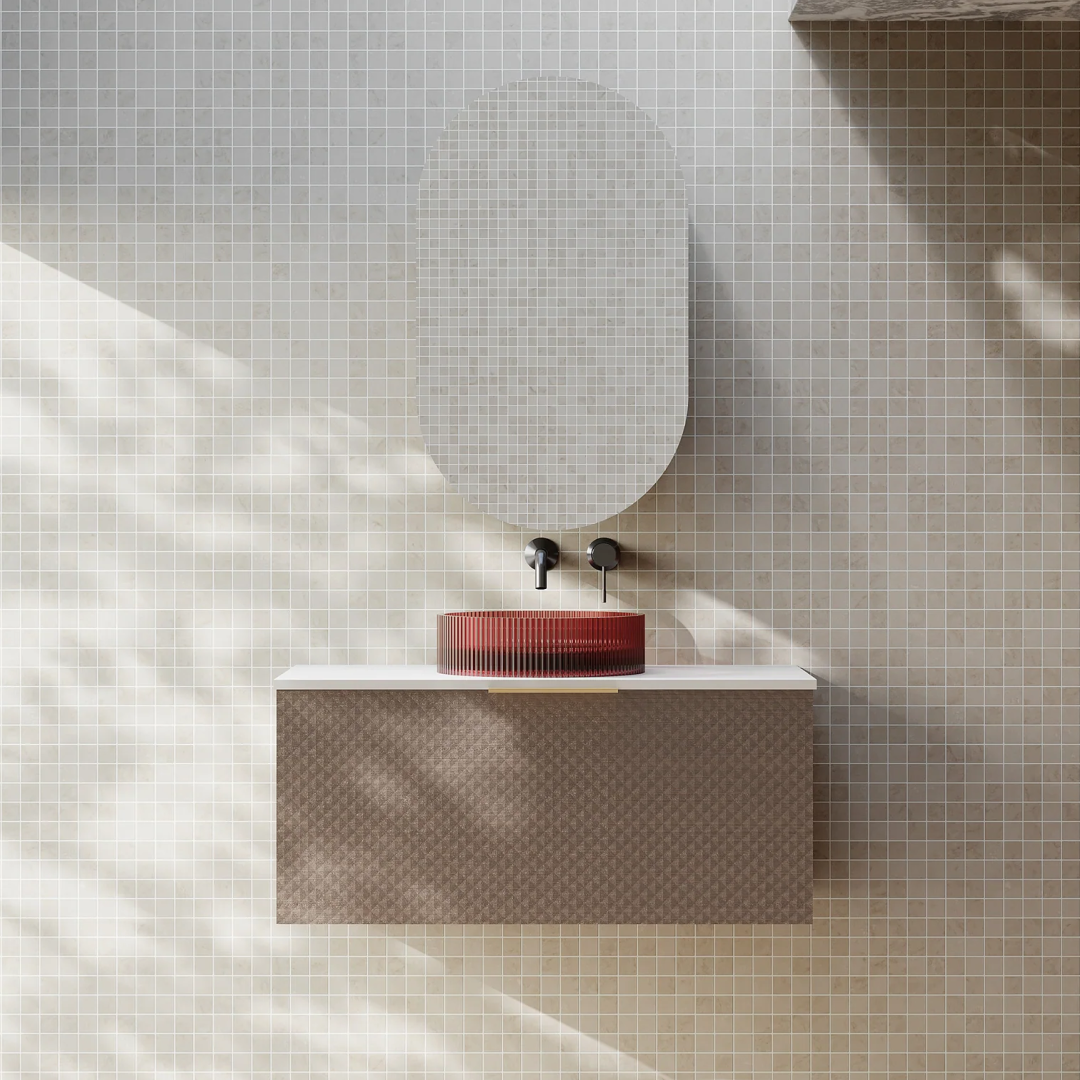 Cassa Design Relievo 900mm Wall Hung Vanity - Walnut - Finger Pull Handle - REL900IW