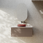 Cassa Design Relievo 900mm Wall Hung Vanity - Walnut - Brushed Gold Handle - REL900IW-BG