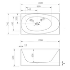 Cassa Design New Multi Corner Back To Wall Freestanding Bath 1300mm Includes Overflow - Matte White - BT-MS1300M