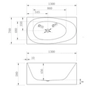Cassa Design New Multi Corner Back To Wall Freestanding Bath 1300mm Includes Overflow - Matte White