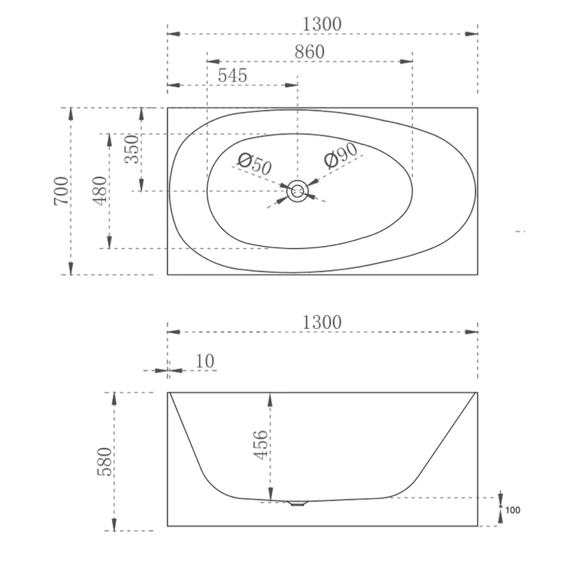 Cassa Design New Multi Corner Back To Wall Freestanding Bath 1300mm - Matte White