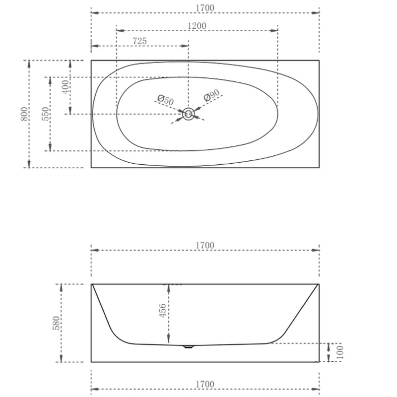 Cassa Design New Multi Corner Back To Wall Freestanding Bath 1700mm Includes Overflow - Gloss White