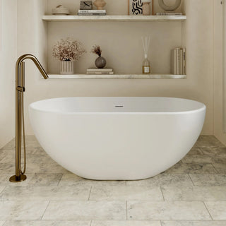 Cassa Design 1500mm Egg Shape Freestanding Bath 25mm Edge Includes Overflow - Gloss White - BT-EL1500