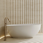 Cassa Design Vita High Rise 1500mm Oval Acrylic Freestanding Bath Includes Overflow - Matte White - BT-VI1500M