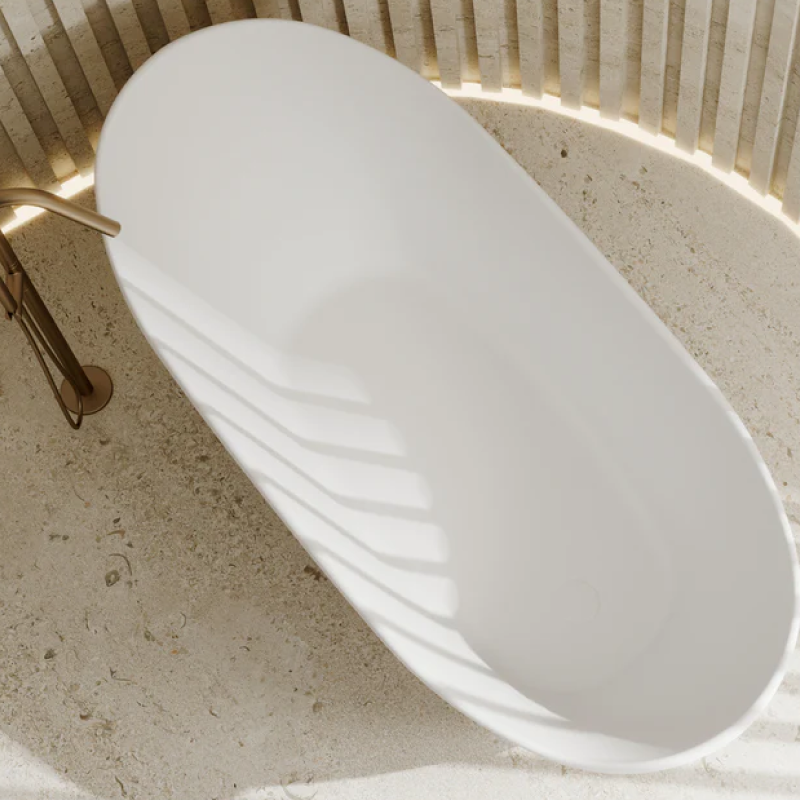 Cassa Design Vita High Rise 1500mm Oval Acrylic Freestanding Bath No Overflow - Matte White