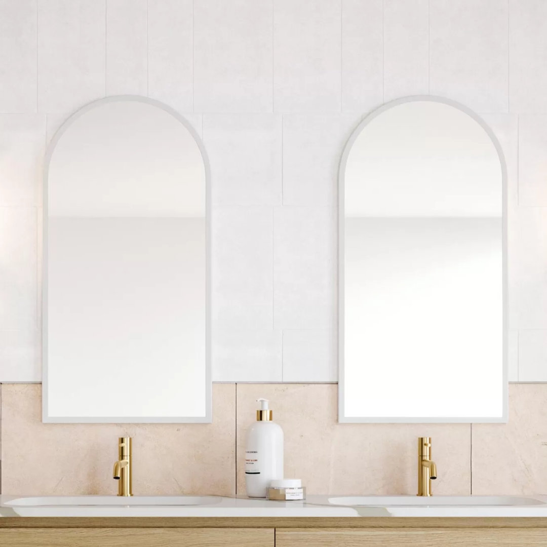 Timberline 430mm Church Frame Wall Hung Mirror - Includes Mirror Lighting Kit with Hardwire Transformer - CHUFM430830 + LEDLMIRROR