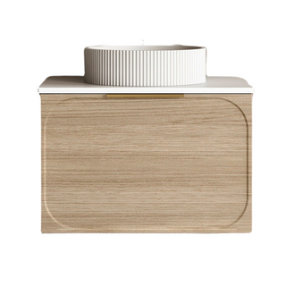 Cassa Design Cicero 600mm Natural Oak Wall Hung Vanity - Matte Black Handle - CIC600WH-OAK-Matte-Black