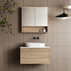 Cassa Design Cicero 750mm Natural Oak Wall Hung Vanity - Matte Black Handle - CIC750WH-OAK-Matte-Black