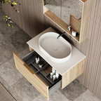 Cassa Design Cicero 750mm Natural Oak Wall Hung Vanity - Matte Black Handle - CIC750WH-OAK-Matte-Black