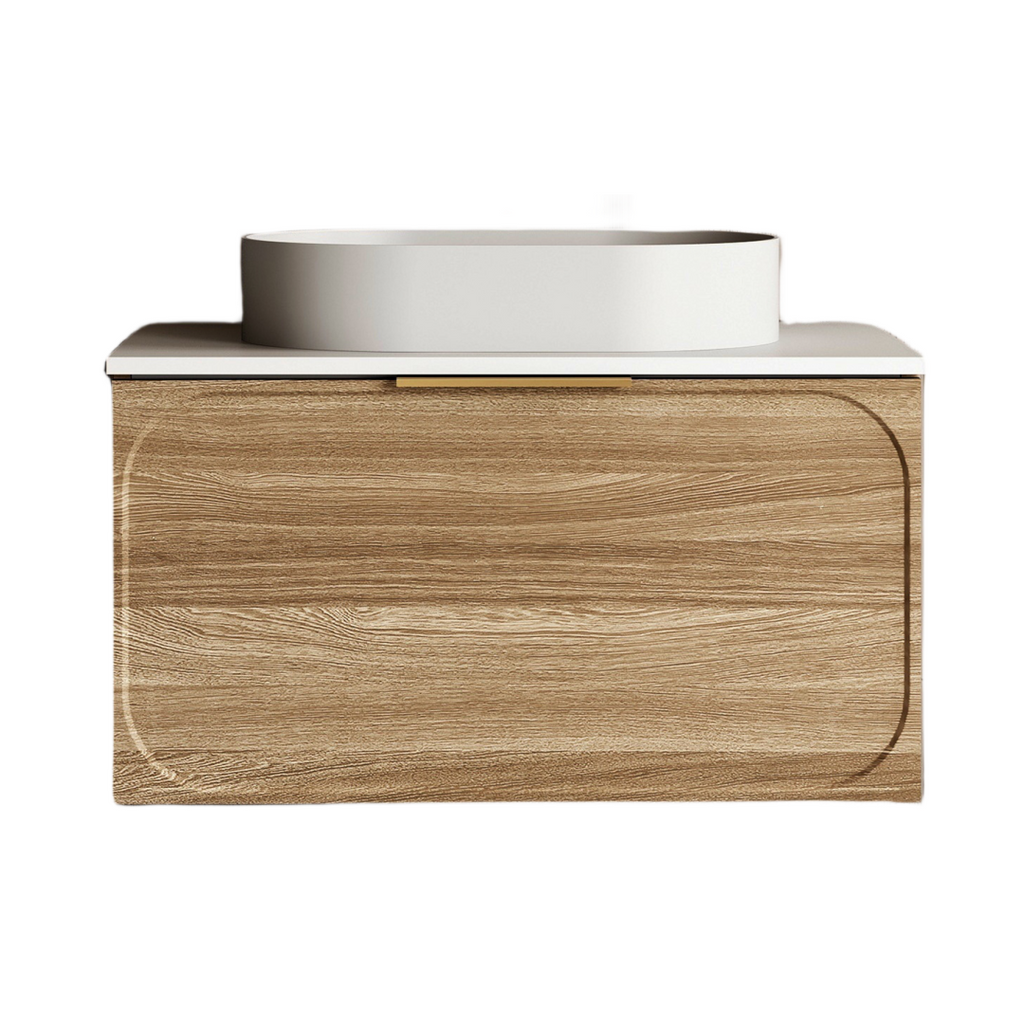 Cassa Design Cicero 750mm Natural Walnut Wall Hung Vanity - Fingerpull Handle - CIC750WH-WALNUT-Fingerpull