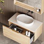Cassa Design Cicero 900mm Natural Oak Wall Hung Vanity - Brushed Gold Handle - CIC900WH-OAK-Brushed-Gold