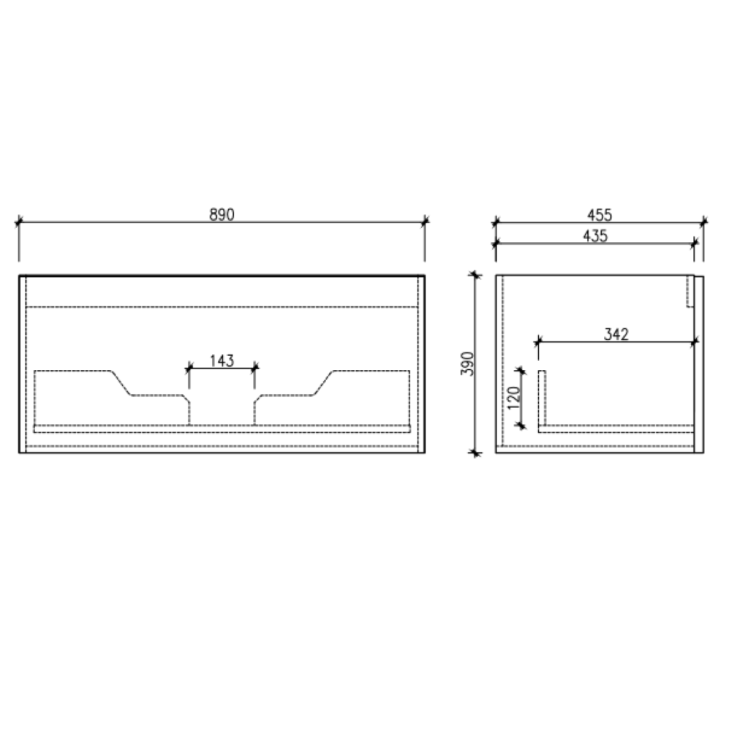 Cassa Design Cicero 900mm Natural Walnut Wall Hung Vanity - Brushed Nickel Handle - CIC900WH-WALNUT-Brushed-Nickel