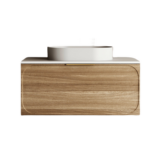 Cassa Design Cicero 900mm Natural Walnut Wall Hung Vanity - Brushed Nickel Handle - CIC900WH-WALNUT-Brushed-Nickel