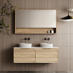 Cassa Design Cicero 1200mm Natural Oak Wall Hung Vanity - Matte Black Handle - CIC1200WH-OAK-Matte-Black