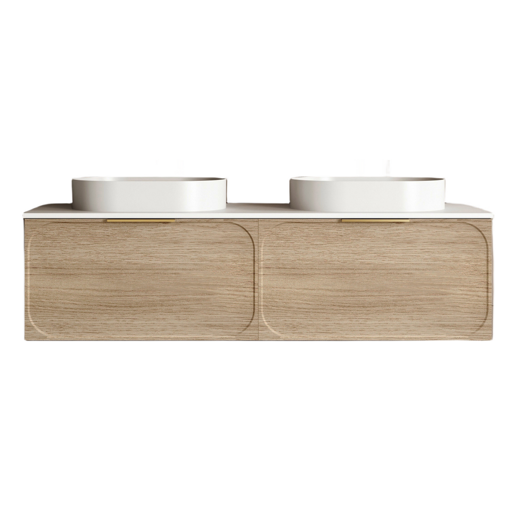 Cassa Design Cicero 1500mm Natural Oak Wall Hung Vanity - Brushed Gold Handle - CIC1500WH-OAK-Brushed-Gold