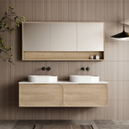 Cassa Design Cicero 1500mm Natural Oak Wall Hung Vanity - Brushed Nickel Handle - CIC1500WH-OAK-Brushed-Nickel