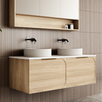 Cassa Design Cicero 1200mm Natural Oak Wall Hung Vanity - Matte Black Handle - CIC1200WH-OAK-Matte-Black