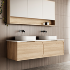 Cassa Design Cicero 1500mm Natural Oak Wall Hung Vanity - Matte Black Handle - CIC1500WH-OAK-Matte-Black