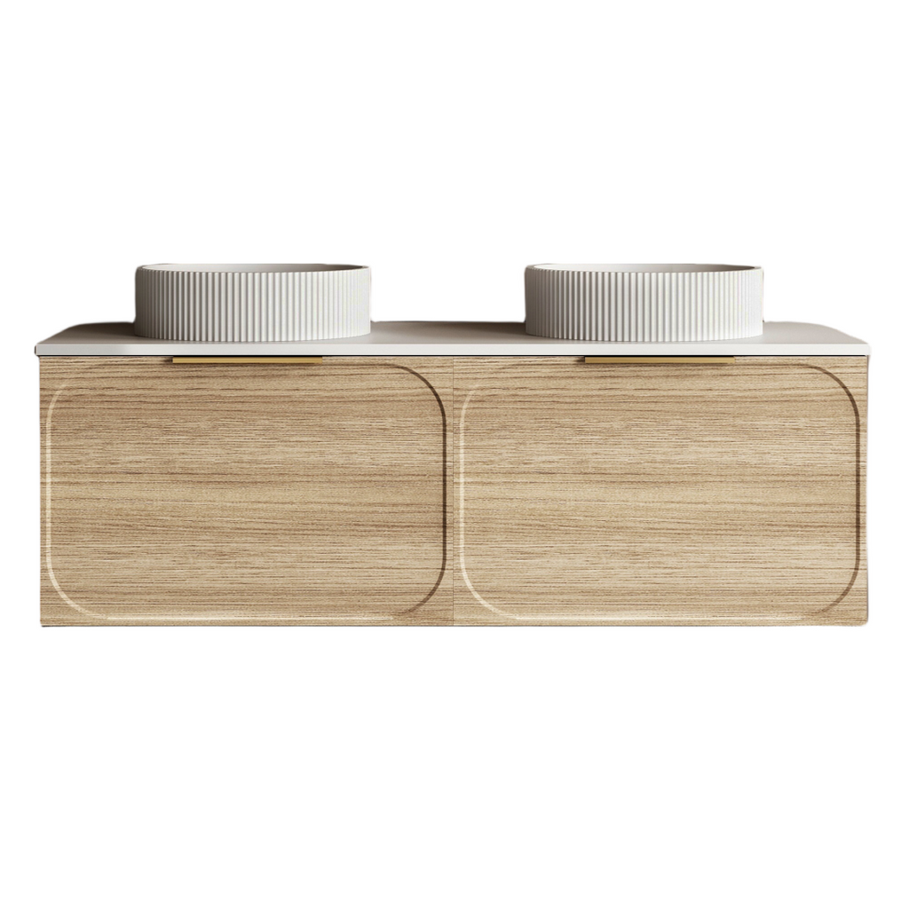 Cassa Design Cicero 1200mm Natural Oak Wall Hung Vanity - Brushed Gold Handle - CIC1200WH-OAK-Brushed-Gold