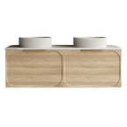 Cassa Design Cicero 1200mm Natural Oak Wall Hung Vanity - Brushed Gold Handle - CIC1200WH-OAK-Brushed-Gold