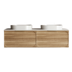 Cassa Design Cicero 1500mm Natural Walnut Wall Hung Vanity - Brushed Gold Handle - CIC1500WH-WALNUT-Brushed-Gold