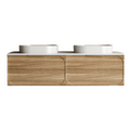 Cassa Design Cicero 1500mm Natural Walnut Wall Hung Vanity - Brushed Nickel Handle - CIC1500WH-WALNUT-Brushed-Nickel