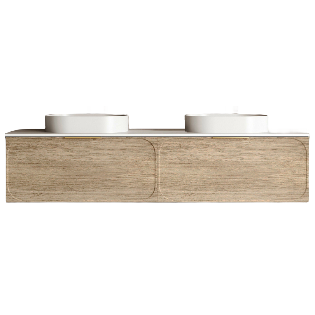 Cassa Design Cicero 1800mm Natural Oak Wall Hung Vanity - Brushed Gold ...