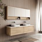 Cassa Design Cicero 1800mm Natural Oak Wall Hung Vanity - Matte Black Handle - CIC1800WH-OAK-Matte-Black