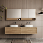 Cassa Design Cicero 1800mm Natural Walnut Wall Hung Vanity - Brushed Nickel Handle - CIC1800WH-WALNUT-Brushed-Nickel