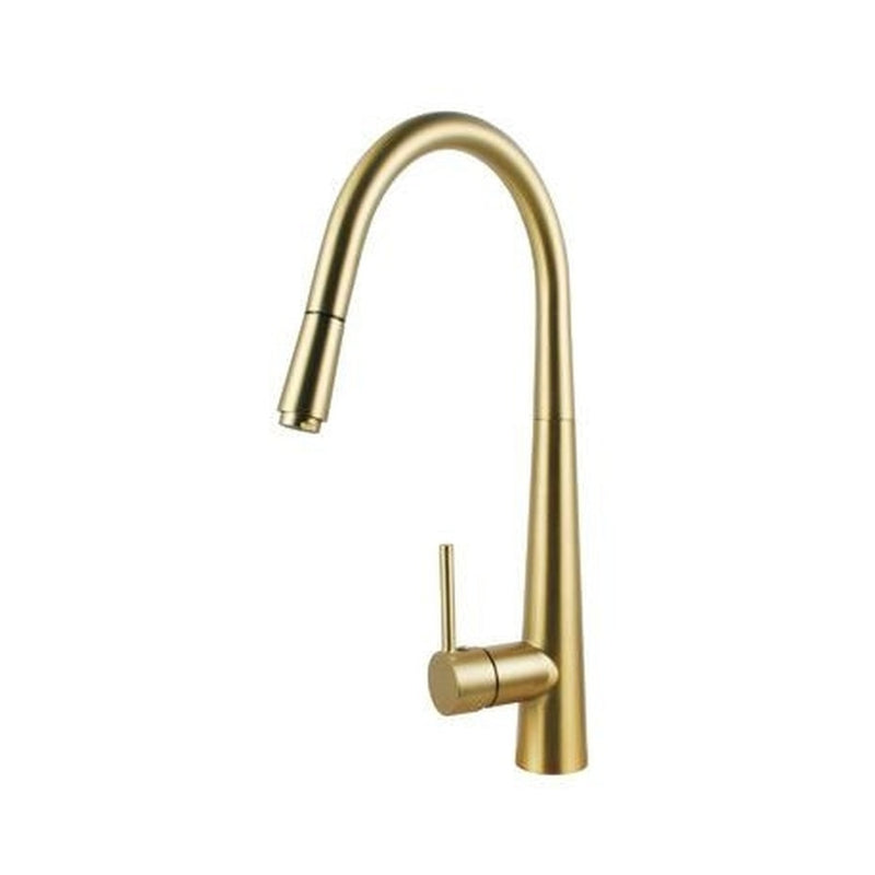 City Life Inox Pull Out Kitchen Mixer - Brushed Brass