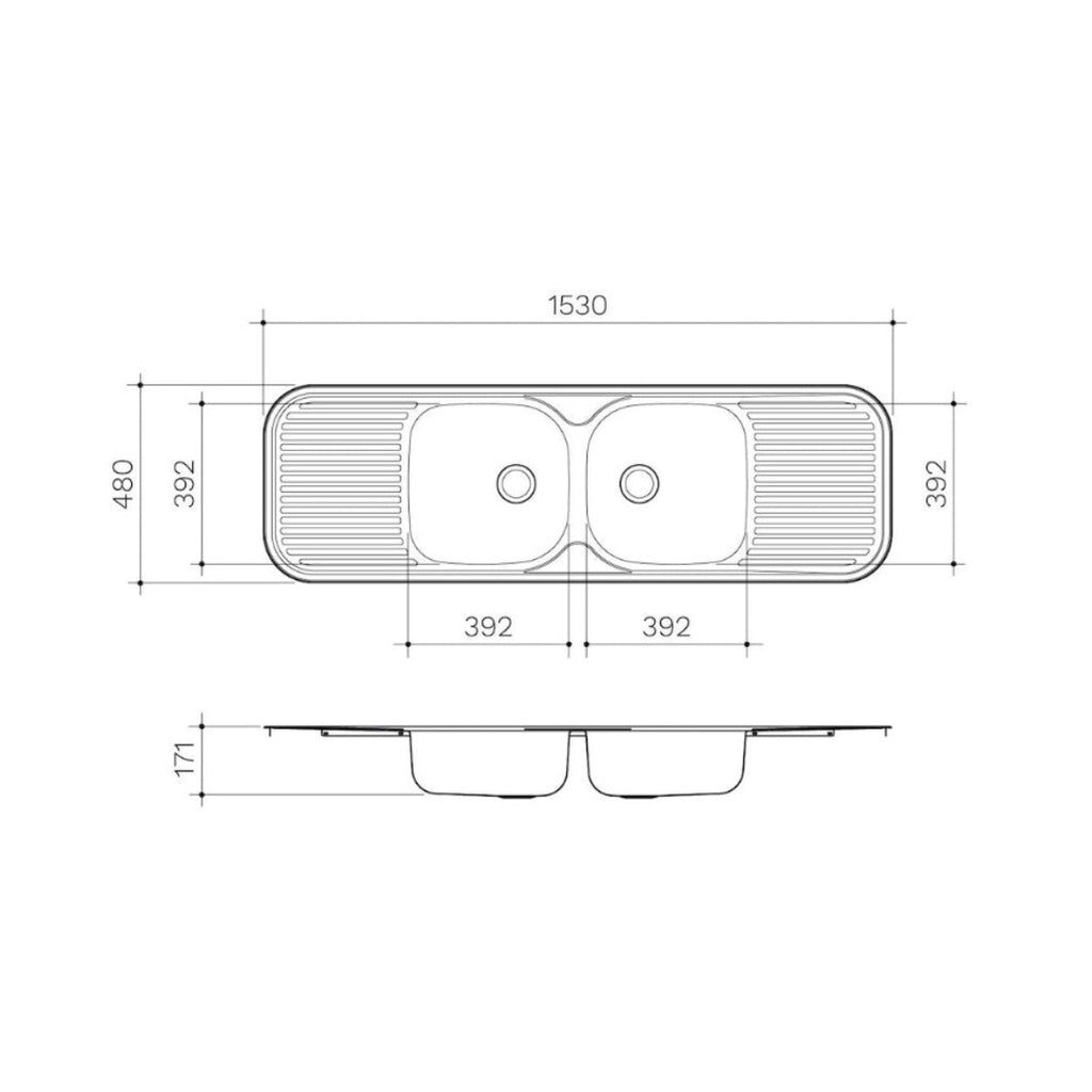 Clark Advance Double Centre Bowl (1 Tap Hole) - 3507
