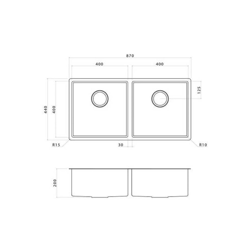 Clark Prism Double Bowl Undermount-Overmount - PPR20B