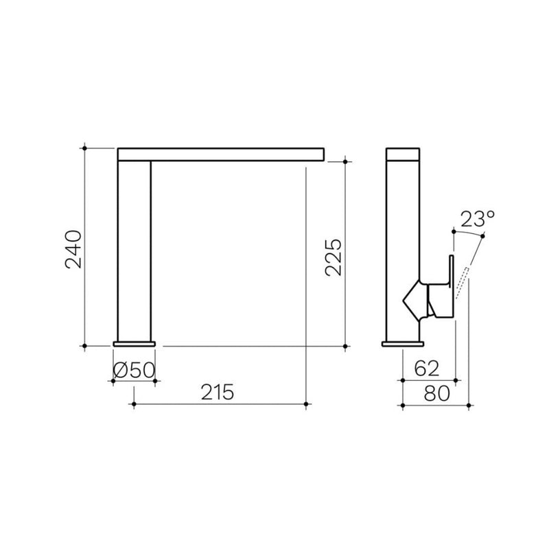 Clark Round Square Sink Mixer - Matte Black