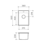 Clark Square 25L Laundry Sink - 1 Taphole - CL20003.1