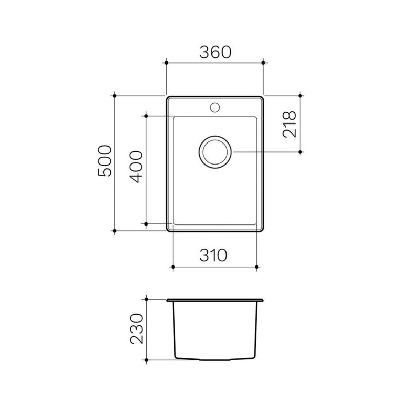 Clark Square 25L Laundry Sink - 1 Taphole